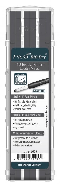 Pica 6030 BIG DRY Ersatzminen SET 12 x FOR ALL graphit