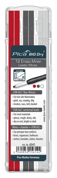 Pica BIG Dry Ersatz-Minen 6030 - 6045 Wasserlösliche FOR ALL Bau-Minen